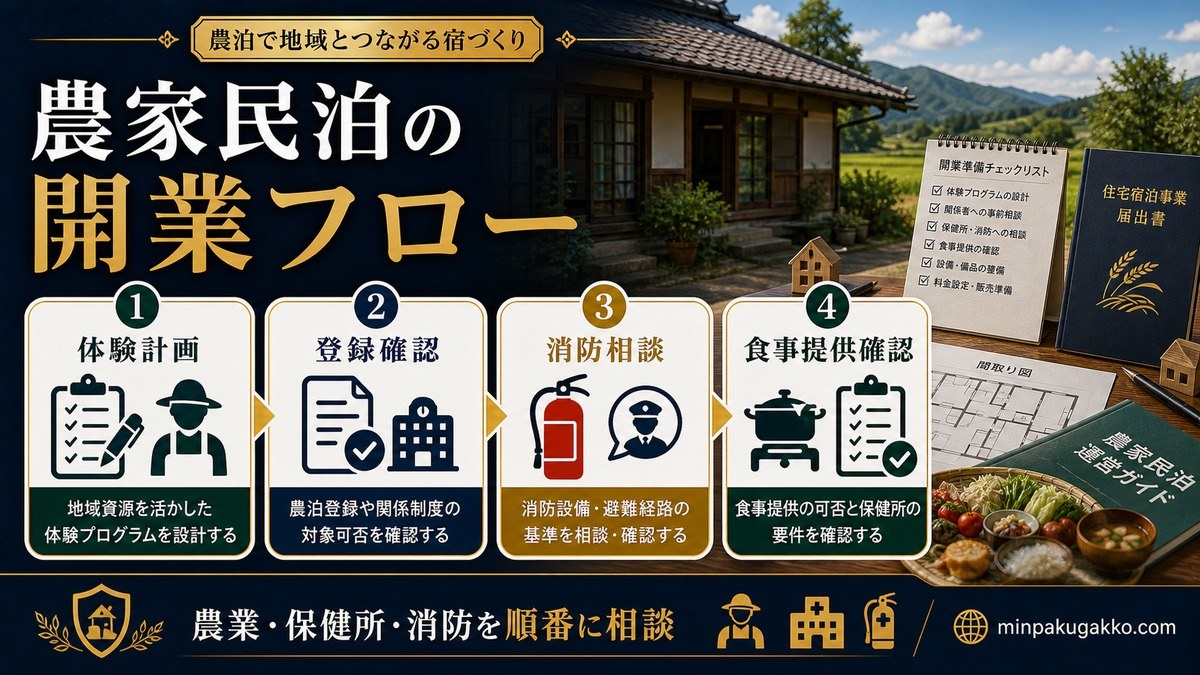 農家民泊 開業フロー 消防届出食事提供確認 Image2完成デザイン
