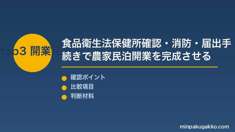 農家民泊 Step3 食品衛生法の保健所事前確認・消防・届出手続きで農家民泊開業を完成させる