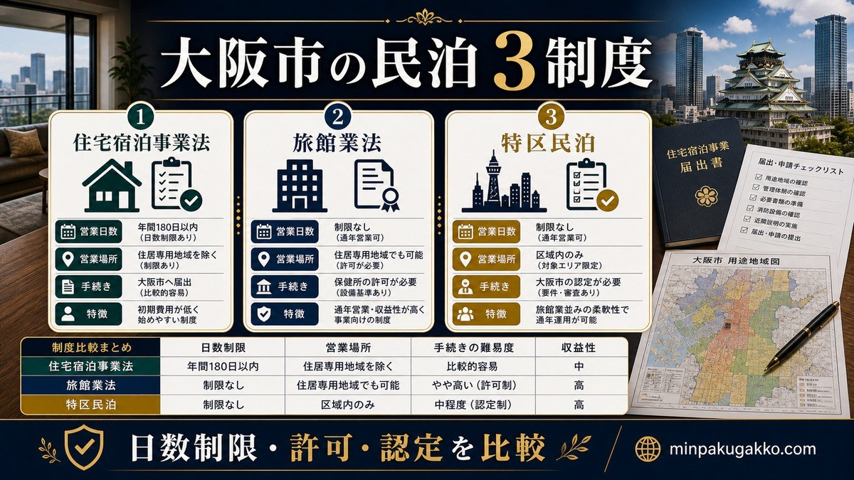 大阪市民泊3制度比較 Image2完成デザイン