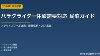 民泊 パラグライダー体験需要 対応ガイド 2026年版｜フライトスクール連携・器材収納・インバウンド対応・OTA集客まで徹底解説