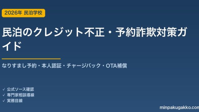民泊のクレジット不正・チャージバック・予約詐欺対策 完全ガイド 2026年版｜なりすまし予約・本人認証・チャージバック・OTA補償まで徹底解説
