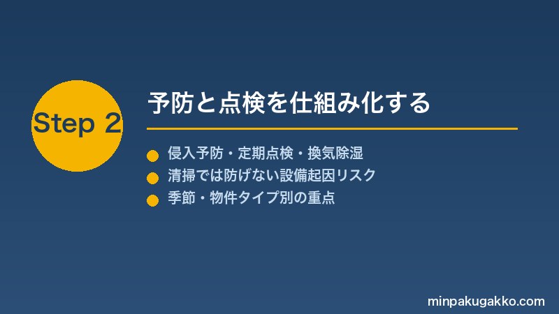 minpaku-pest-mold-control-2026 Step2 予防と点検を仕組み化する