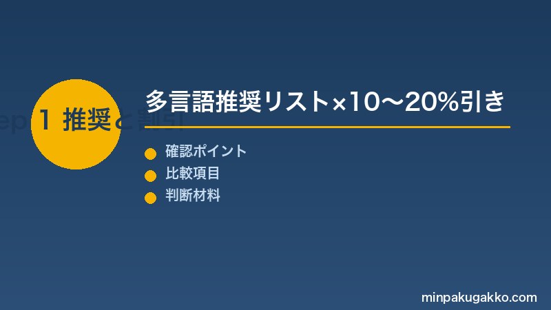 Step 1 推奨レストランリストと特別割引