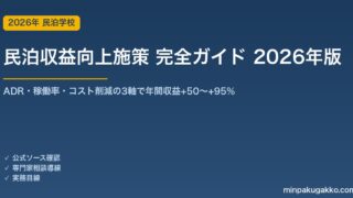 民泊収益向上施策 完全ガイド 2026年版｜ADR・稼働率・コスト削減で年間収益+50〜+95%
