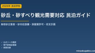 民泊 砂丘・砂すべり観光需要 対応ガイド 2026年版｜鳥取砂丘集客・砂対応設備・旅館業許可・収支計画まで徹底解説