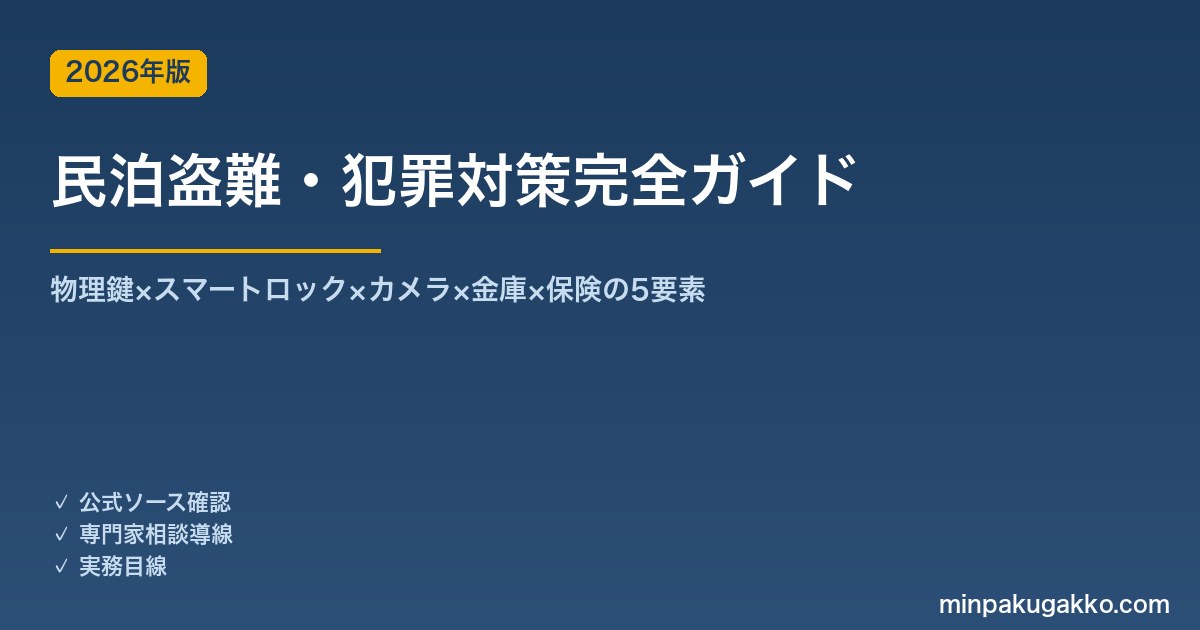 民泊盗難・犯罪対策完全ガイド 2026年版｜物理鍵×スマートロック×カメラ×金庫×保険の5要素