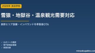 民泊 雪猿・地獄谷・温泉観光需要 対応ガイド 2026年版｜長野エリア設備・インバウンド対応・冬季集客・OTA集客まで徹底解説