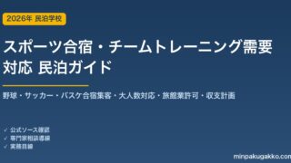 民泊 スポーツ合宿・チームトレーニング拠点需要 対応ガイド 2026年版｜野球・サッカー・バスケ合宿客集客・大人数対応設備・旅館業許可・収支計画まで徹底解説