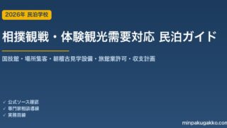 民泊 相撲観戦・体験観光需要 対応ガイド 2026年版｜国技館・場所集客・相撲部屋周辺設備・旅館業許可・収支計画まで徹底解説