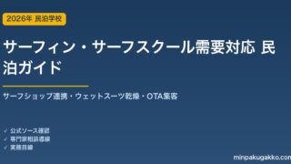 民泊 サーフィン・サーフスクール需要 対応ガイド 2026年版｜サーフショップ連携・ウェットスーツ乾燥・インバウンド対応・OTA集客まで徹底解説