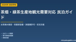 民泊 茶畑・緑茶生産地観光需要 対応ガイド 2026年版｜お茶摘み集客・茶農家設備・旅館業許可・収支計画まで徹底解説
