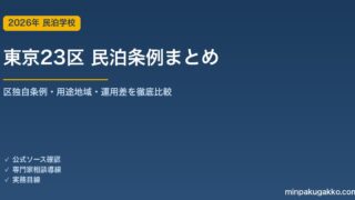 東京23区 民泊条例まとめ 2026年版｜区別独自条例・用途地域・家主居住型/不在型の運用差