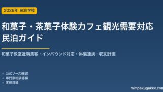 民泊 和菓子・茶菓子体験カフェ観光需要 対応ガイド 2026年版｜和菓子教室近隣集客・インバウンド対応・体験連携・旅館業許可・収支計画まで徹底解説
