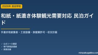 民泊 和紙・紙漉き体験観光需要 対応ガイド 2026年版｜手漉き和紙集客・工芸設備・旅館業許可・収支計画まで徹底解説