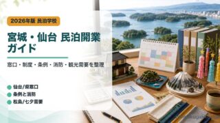宮城県・仙台市の民泊開業で確認する届出窓口、制度、条例、消防、防災、松島と仙台七夕需要をまとめたアイキャッチ画像