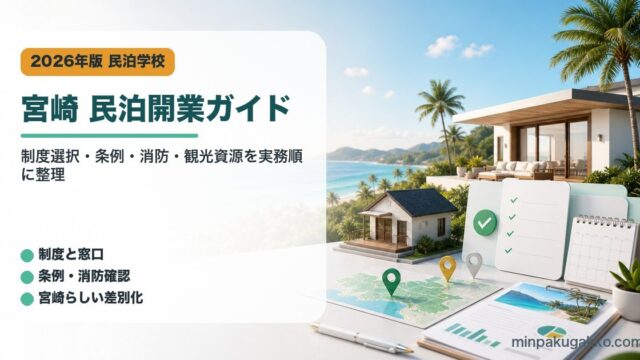 宮崎県の民泊開業で制度選択、条例、消防、観光資源を整理したアイキャッチ画像