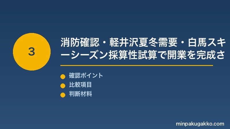 長野民泊 Step3 消防設備確認・軽井沢夏冬需要・白馬スキーシーズン採算性試算で長野県民泊開業を完成させる