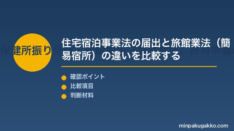 奈良民泊 Step2 住宅宿泊事業法の届出手順・奈良県保健所振り分け・旅館業法(簡易宿所)許可申請の比較を実施する