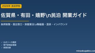 佐賀県・有田・嬉野 民泊 開業ガイド 2026年版｜条例制限・届出窓口・旅館業法・陶磁器・温泉・インバウンドまで解説