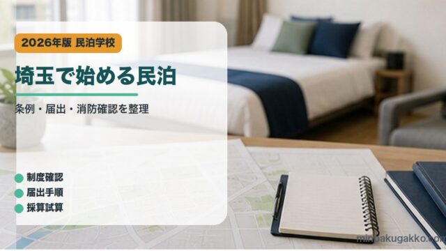 埼玉で始める民泊｜民泊学校の解説アイキャッチ