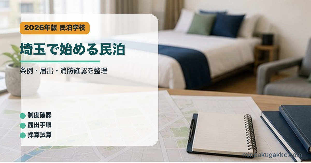 埼玉で始める民泊｜民泊学校の解説アイキャッチ