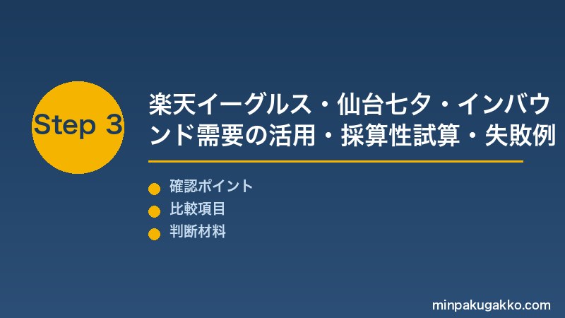 仙台民泊 Step3 楽天イーグルス・仙台七夕・インバウンド需要の活用・採算性試算・失敗例回避で仙台市・宮城県の民泊開業を完成させる