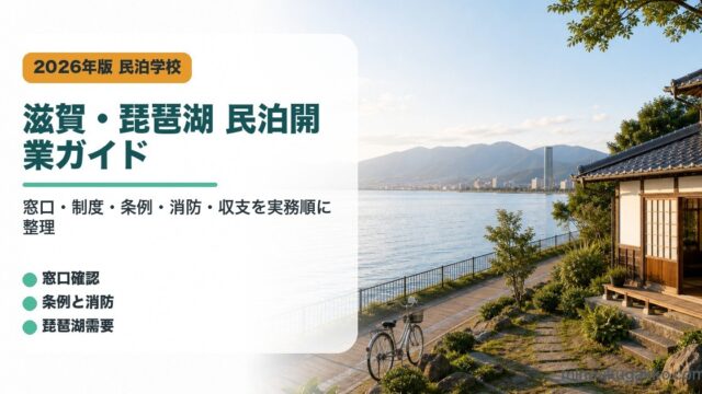 滋賀県と琵琶湖の民泊開業で窓口、制度、条例、消防、収支を整理したアイキャッチ画像