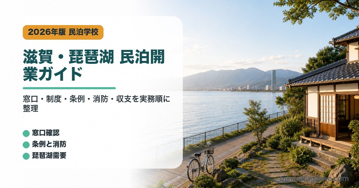 滋賀県と琵琶湖の民泊開業で窓口、制度、条例、消防、収支を整理したアイキャッチ画像