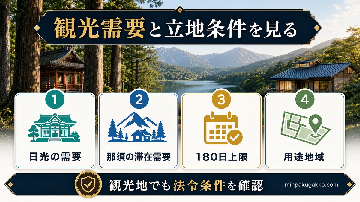 栃木日光民泊 Step1 栃木県・日光市・那須塩原市の届出窓口・条例制限・日光東照宮・那須高原のインバウンド需要を把握する