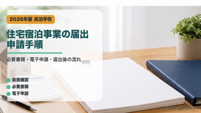 住宅宿泊事業の届出申請手順を整理した民泊学校アイキャッチ