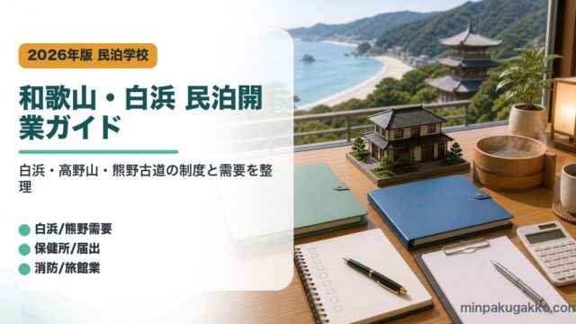 和歌山県白浜の民泊開業で需要、届出窓口、消防、旅館業を整理したアイキャッチ画像