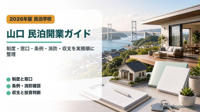 山口県・萩・下関の民泊開業で制度、窓口、条例、消防、収支を整理したアイキャッチ画像