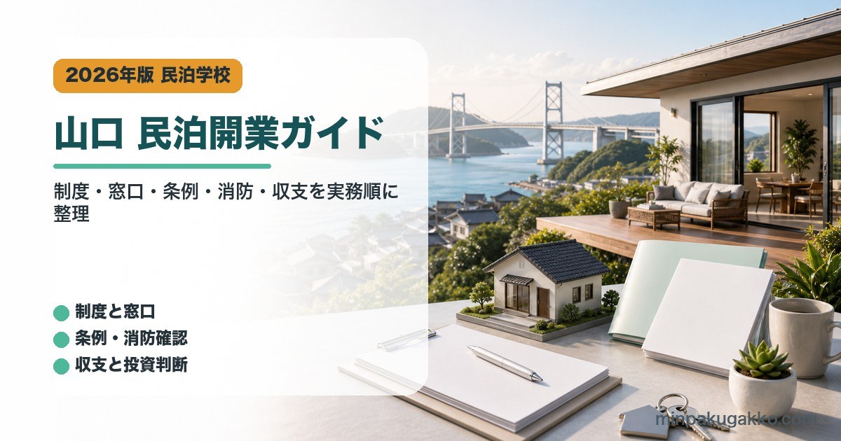 山口県・萩・下関の民泊開業で制度、窓口、条例、消防、収支を整理したアイキャッチ画像