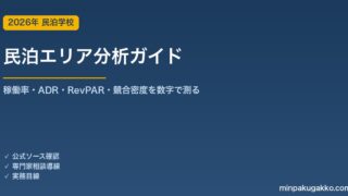 民泊エリア分析 完全ガイド 2026年版｜稼働率・ADR・RevPAR・競合密度を数字で測るSTR市場調査の手順