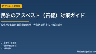 民泊のアスベスト（石綿）対策 完全ガイド 2026年版｜古民家・空き家の改修/解体時の事前調査義務・大気汚染防止法・報告制度まで徹底解説