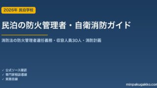 民泊の防火管理者・自衛消防 完全ガイド 2026年版｜消防法の防火管理者選任義務・収容人員30人・消防計画・避難訓練まで徹底解説