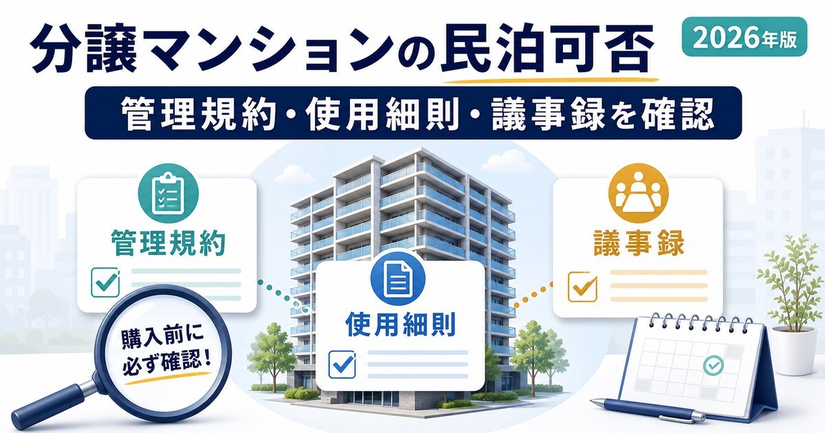 分譲マンションの民泊可否を管理規約・使用細則・議事録で確認する図解