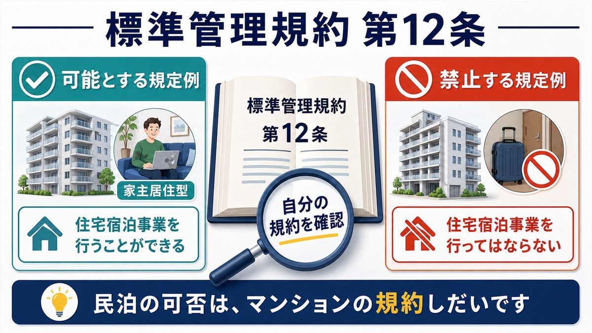 標準管理規約第12条の可能規定例と禁止規定例を比較した図解