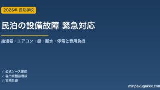民泊 設備故障 緊急対応マニュアル 2026年版｜給湯器・エアコン・鍵・断水・停電の対応と費用負担・AirCover活用
