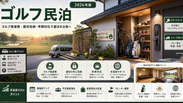 ゴルフ場連携、器材収納、早朝対応を整えたゴルフ民泊のアイキャッチ画像