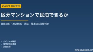 区分マンション1室で民泊はできるか？購入前に確認すべき4段階判定フロー 2026年版
