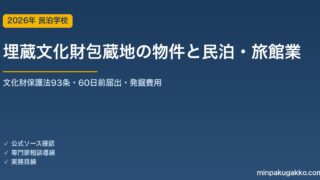 埋蔵文化財包蔵地（周知の埋蔵文化財包蔵地）の物件で民泊・旅館業を始める前の確認 2026年版｜文化財保護法93条・着工60日前の届出・試掘/本発掘調査・原因者負担・遺跡地図