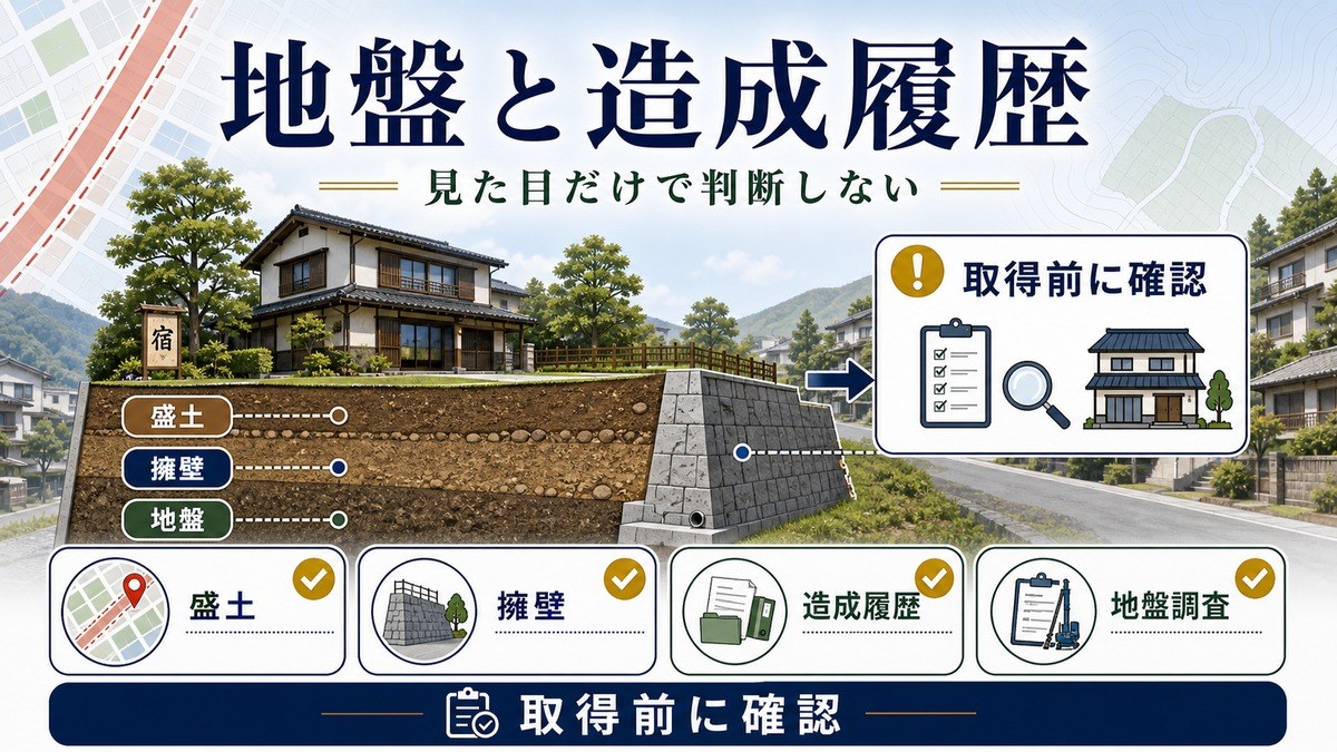 盛土・擁壁・造成履歴・地盤調査を取得前に確認する図解