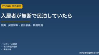 入居者が無断で民泊運営していた、賃貸オーナーの対応ガイド 2026年版｜発覚後の証拠収集・契約解除・届出名義の処理・損害賠償まで