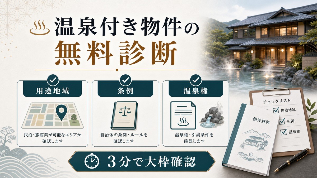 あなたの物件で民泊・旅館業ができるか無料診断の要点を整理した図解