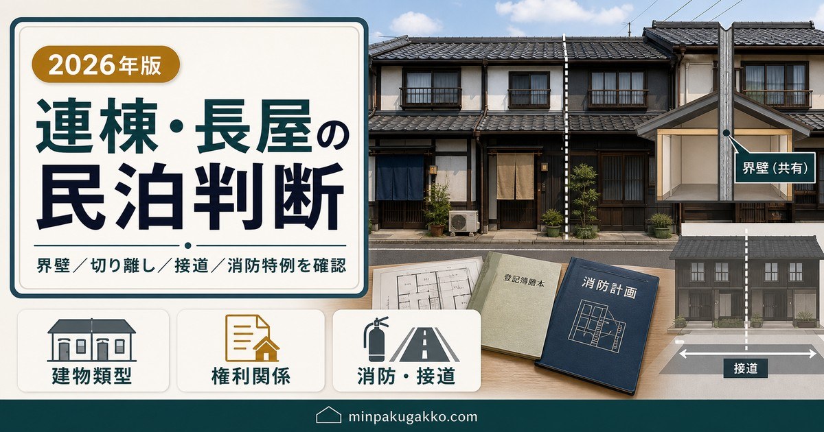 連棟式建物・長屋で民泊を判断するときの確認ポイント
