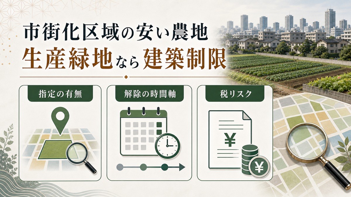 市街化区域の安い農地を民泊に——「生産緑地」という壁の要点を整理した図解