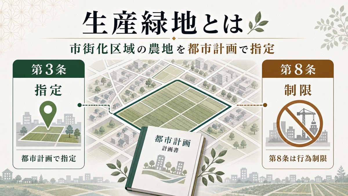生産緑地とは——生産緑地法第3条の都市計画の要点を整理した図解