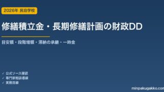 中古区分マンションの修繕積立金・長期修繕計画を取得前に確認する 2026年版｜国交省ガイドラインの目安・段階増額の0.6倍/1.1倍・重要事項調査報告書・滞納の承継