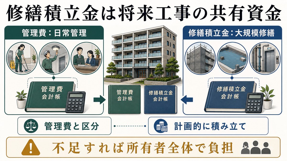 修繕積立金とは——大規模修繕に備える共有のお金の要点を整理した図解
